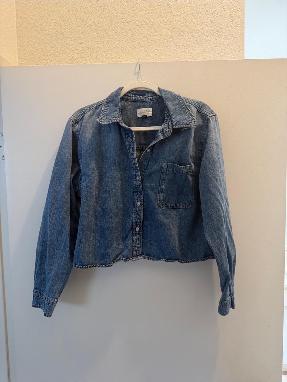 Universal Thread Blue Washed Denim Crop Button-Up